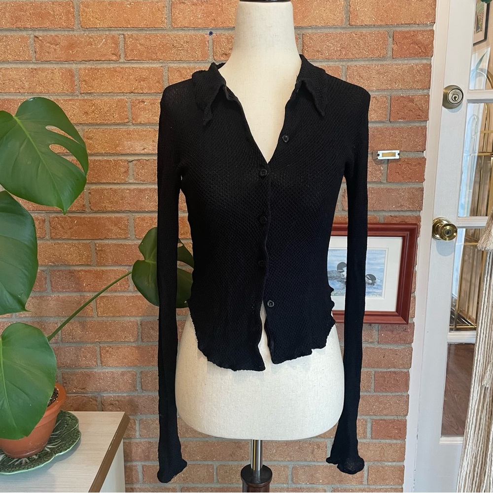 Bettina Liano 90’s Black Long Sleeve Ribbed Top